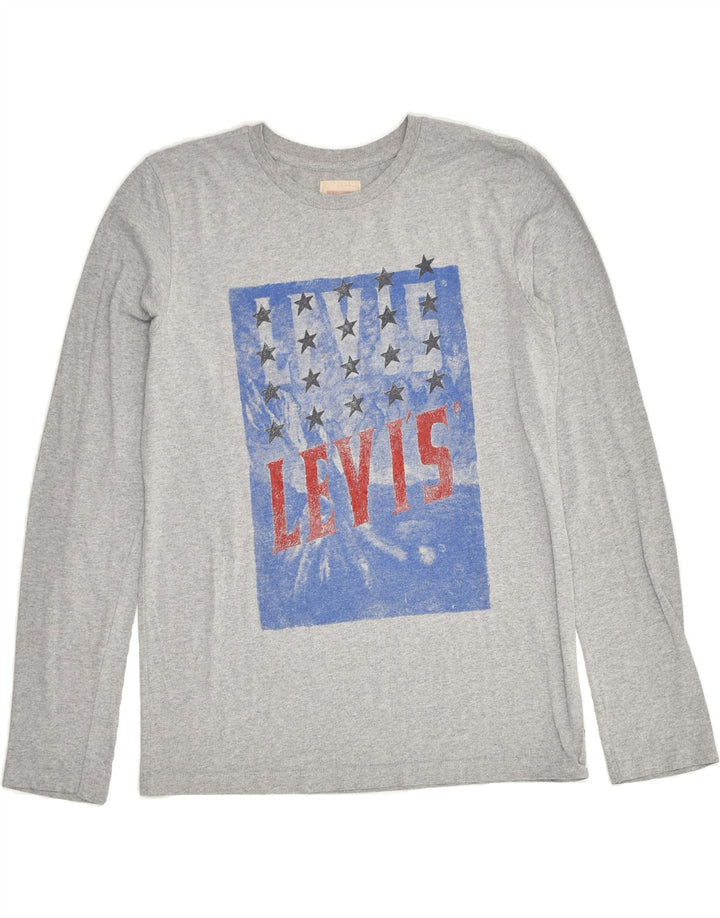 LEVI'S Boys Graphic Top Long Sleeve 15-16 Years Grey Cotton | Vintage Levi's | Thrift | Second-Hand Levi's | Used Clothing | Messina Hembry 