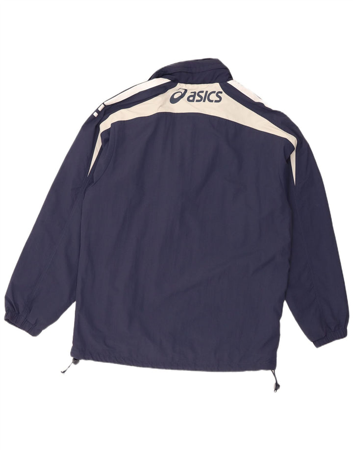 Giacca antipioggia da uomo Asics con cappuccio UK 40 Large in nylon color block blu navy