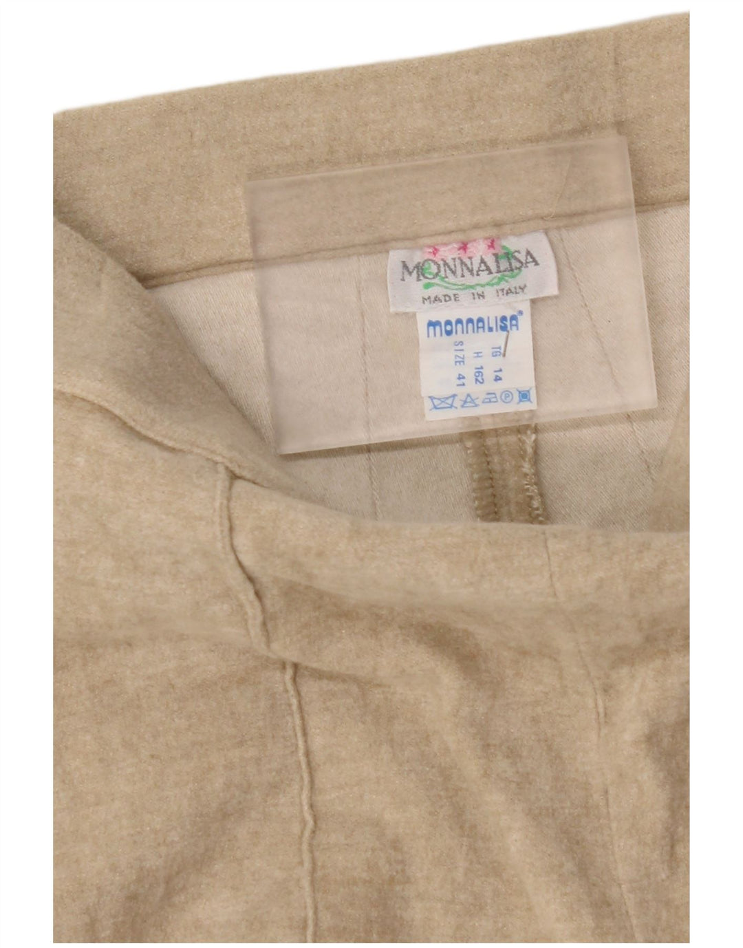 MONNALISA Pantaloni da Abito a Vita Alta da Donna IT 41 Medio W24 L26 Beige