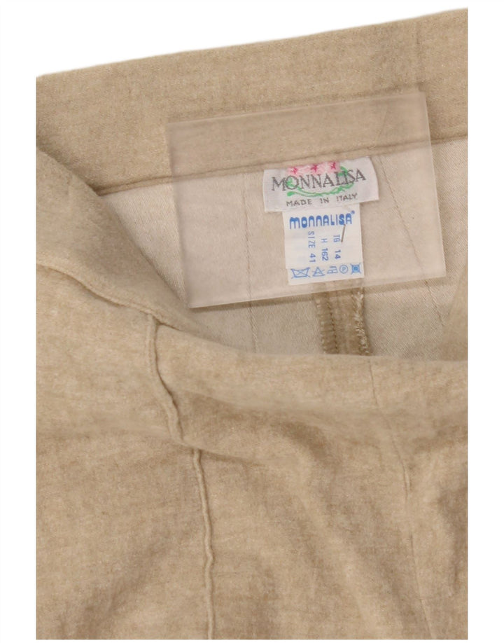 MONNALISA Pantaloni da Abito a Vita Alta da Donna IT 41 Medio W24 L26 Beige