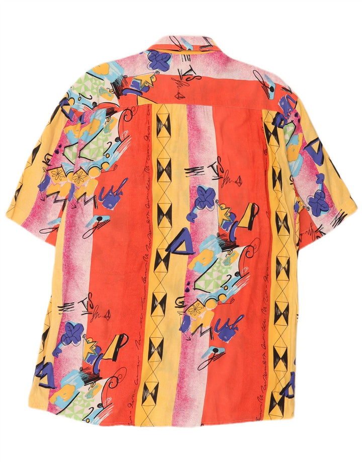 Camicia vintage da uomo con motivo astratto taglia 40 media multicolore