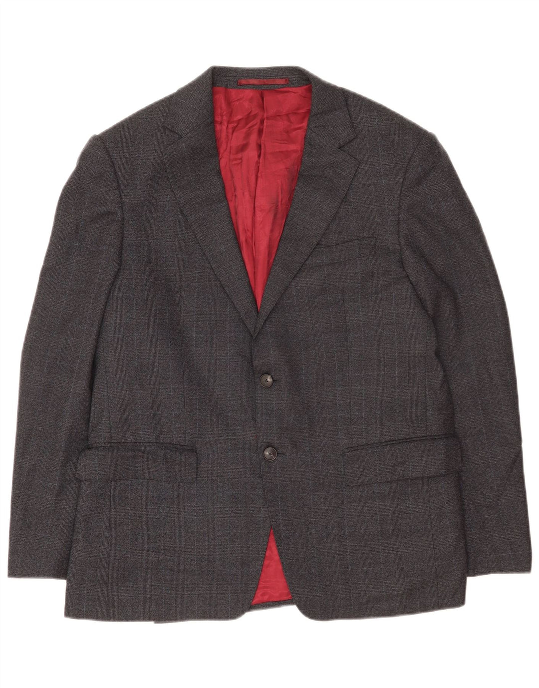 Giacca blazer a 2 bottoni Marks & Spencer da uomo UK 40 grande lana a quadri grigi