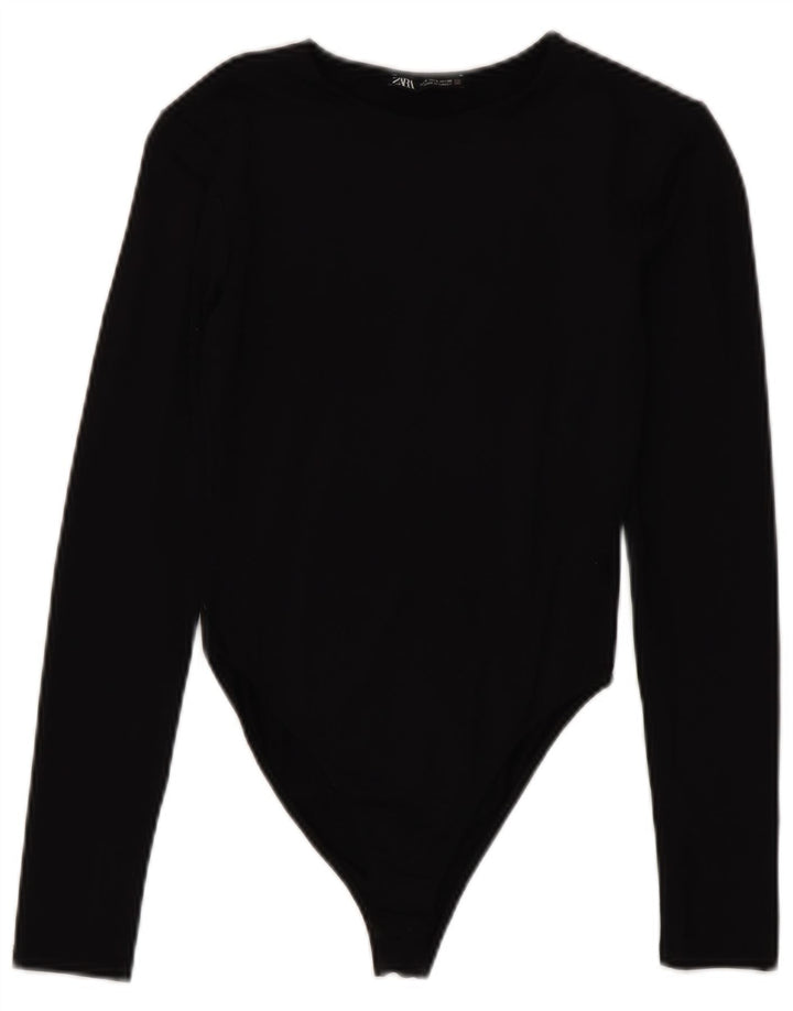 Body a maniche lunghe da donna Zara UK 8 Small Nero in poliammide