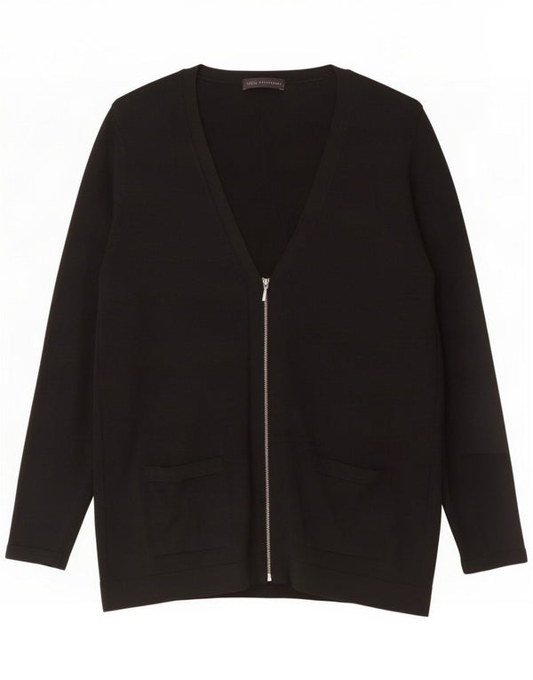 Marks & Spencer maglione cardigan da donna UK 14 grande in viscosa nera