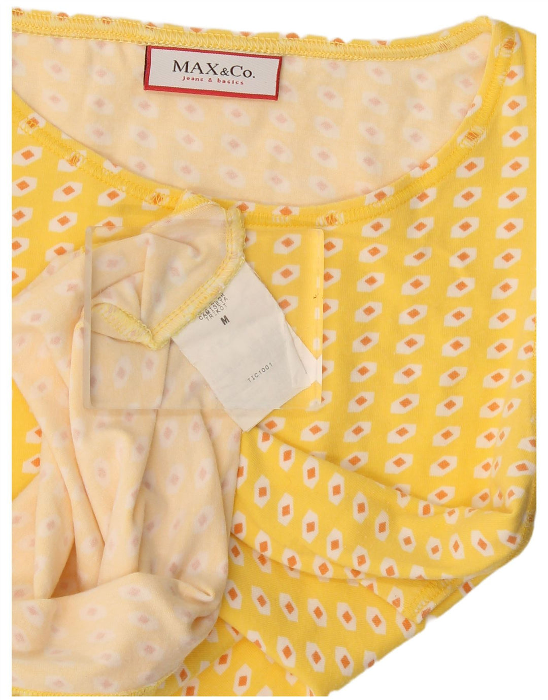 Max & Co. Canottiera corta da donna UK 12 Cotone geometrico giallo medio