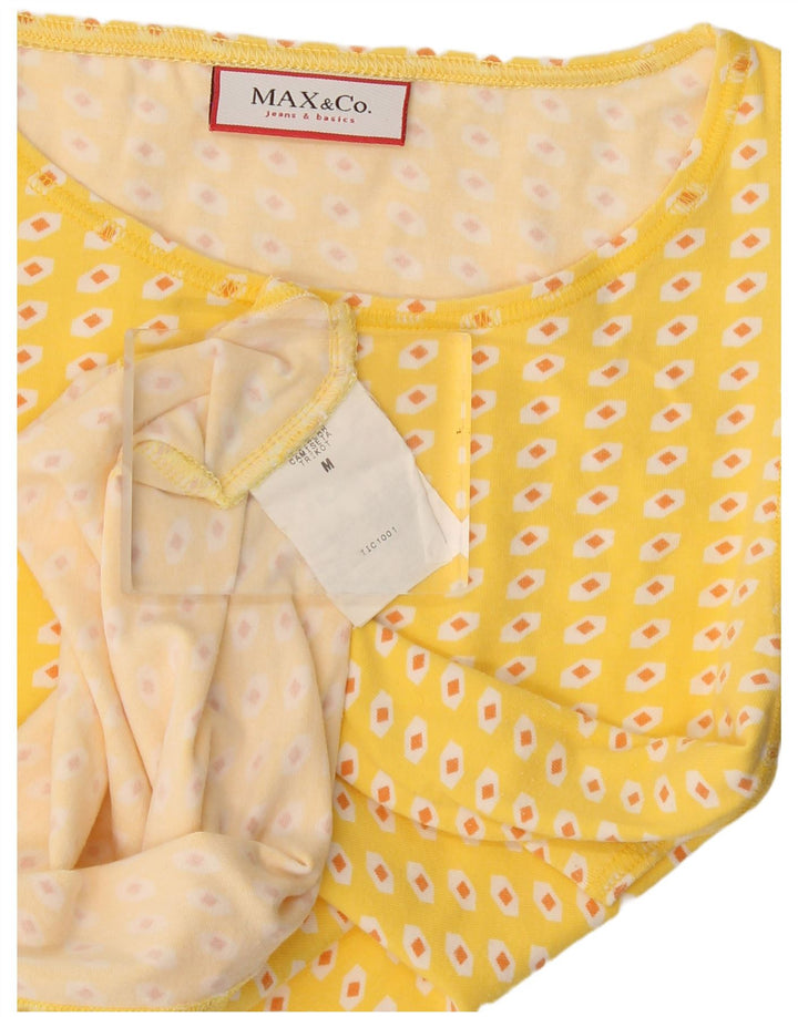 Max & Co. Canottiera corta da donna UK 12 Cotone geometrico giallo medio