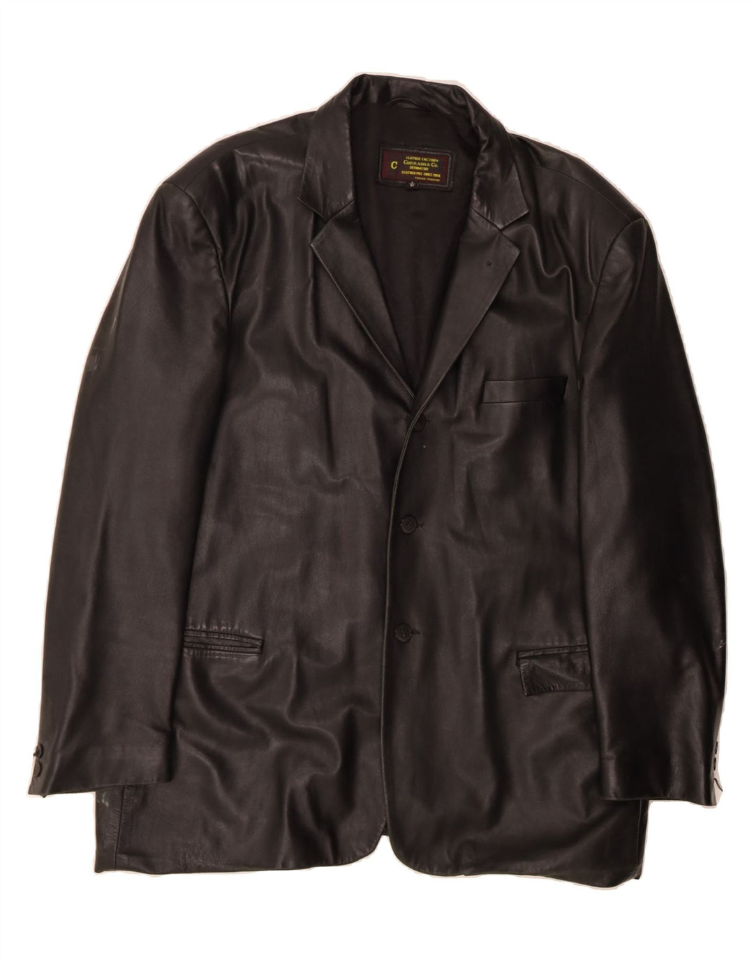 VINTAGE Mens Leather Jacket IT 42 XL Black Leather Vintage Vintage and Second-Hand Vintage from Messina Hembry 