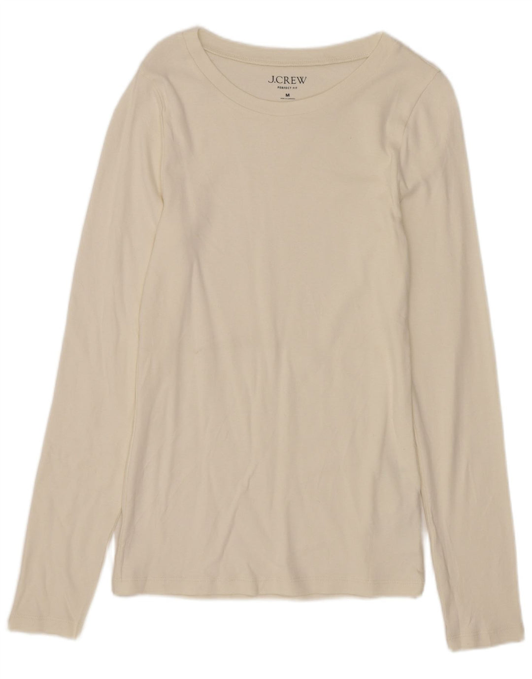 J. Crew Maglia da donna Perfect Fit manica lunga UK 12 Cotone bianco medio