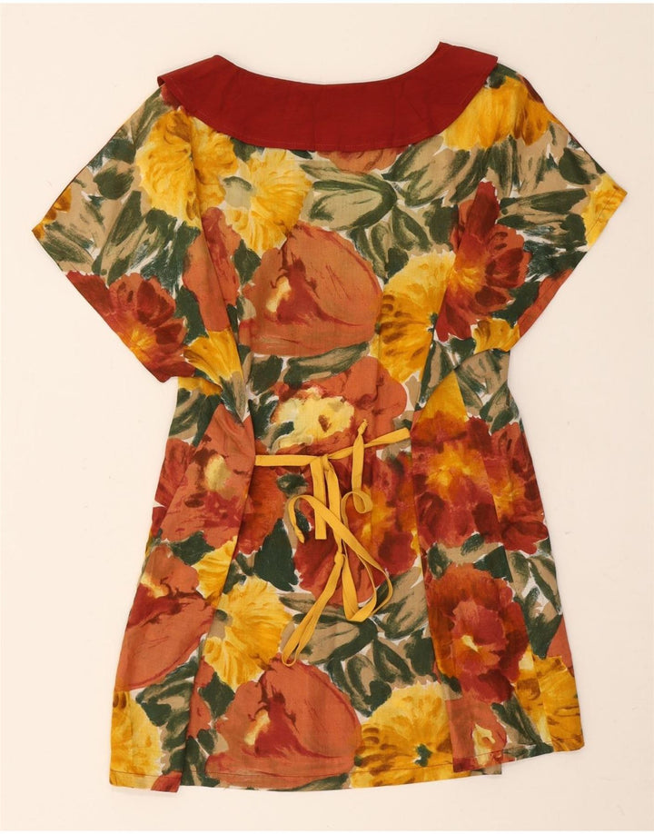 Abito vintage da donna a trapezio UK 14 medio floreale multicolore