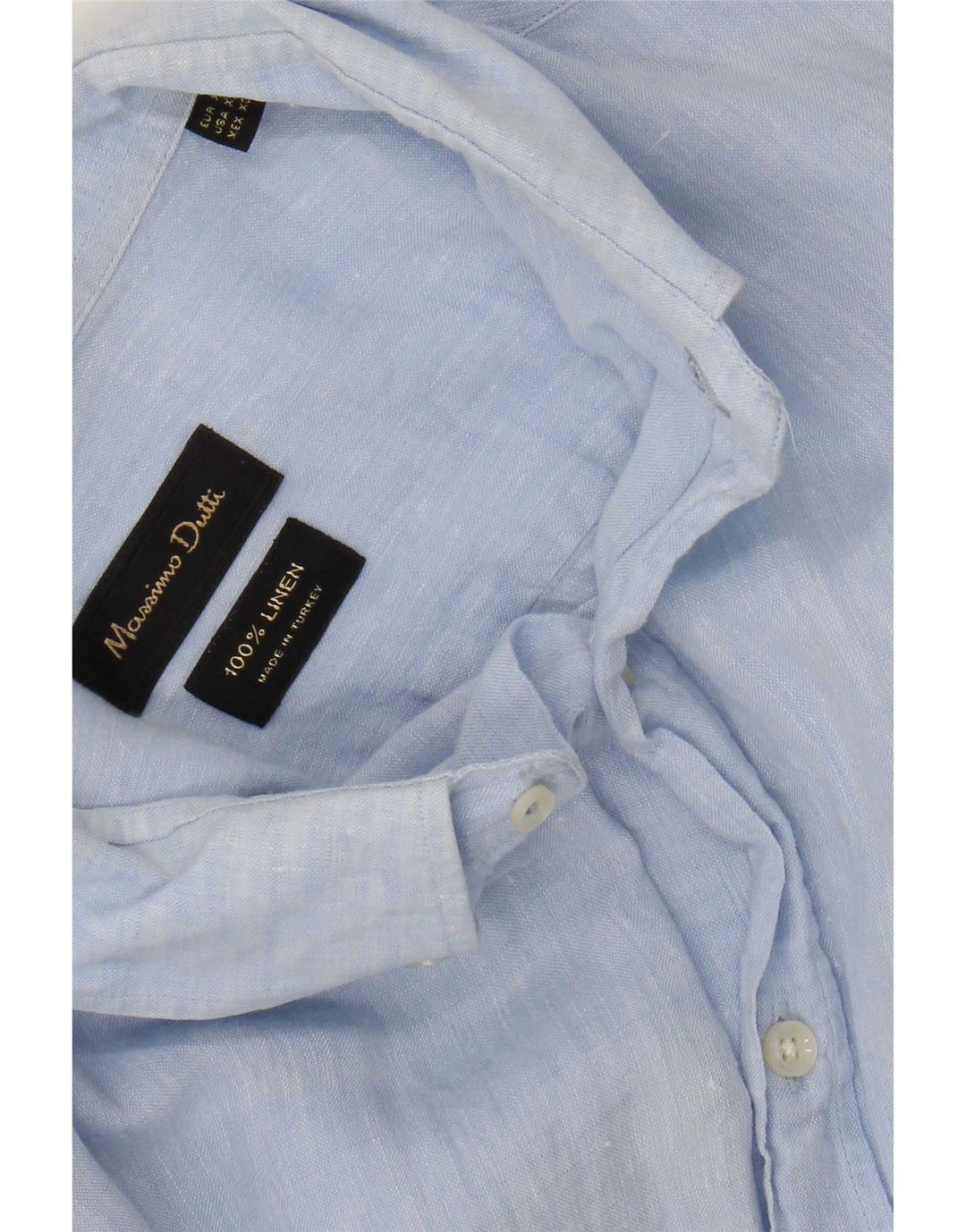 Camicia Uomo Massimo Dutti XL Lino Blu
