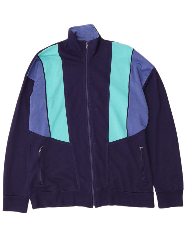 Giacca da tuta da uomo vintage grande color block blu navy