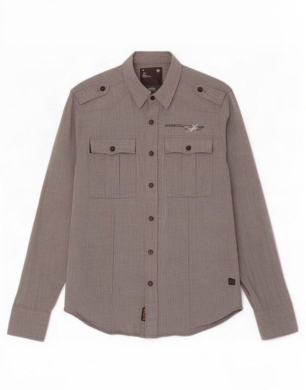 Camicia militare da uomo G-Star in cotone grigio medio