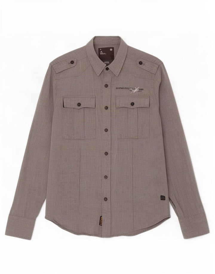 Camicia militare da uomo G-Star in cotone grigio medio