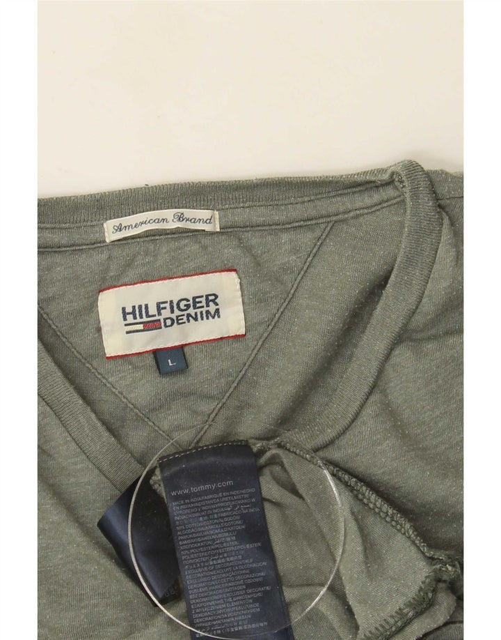 Tommy Hilfiger Top da uomo a maniche lunghe in cotone chiazzato grigio grande