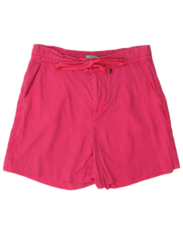 Pantaloncini casual a vita alta da donna Benetton medi W30 Lyocell rosa