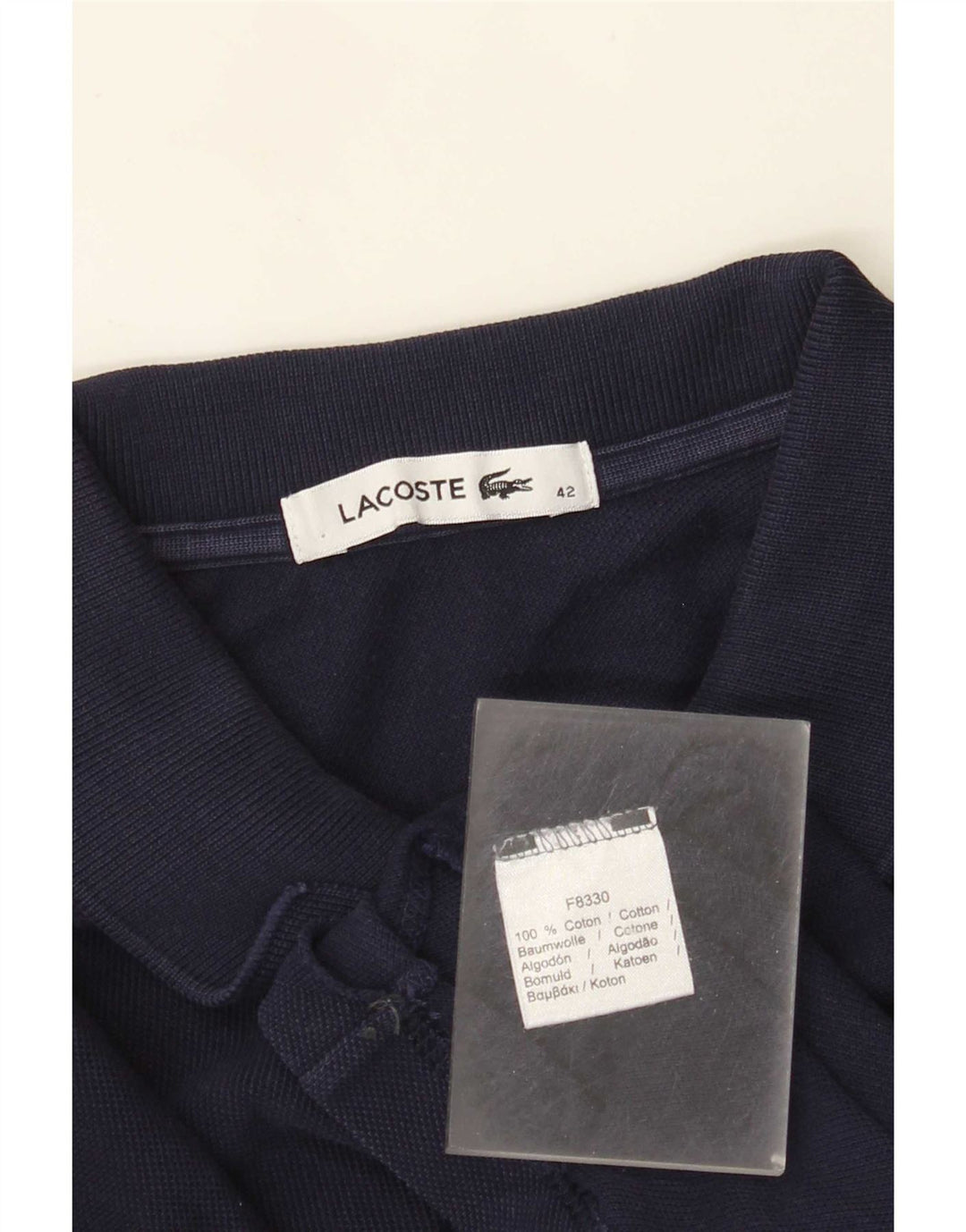 Polo da donna Lacoste taglia 42 grande in cotone blu navy
