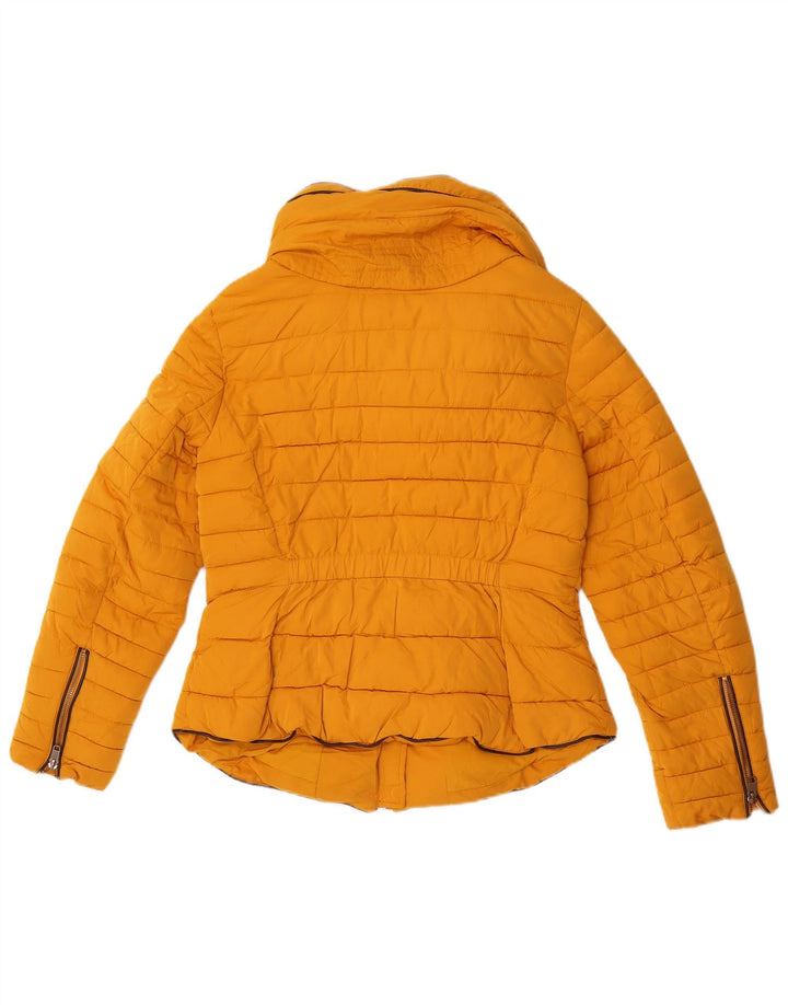 Giacca imbottita con cappuccio da donna Zara UK 16 grande poliestere giallo