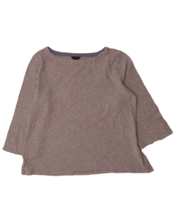 Top da donna Nautica manica 3/4 UK 18 XL cotone grigio