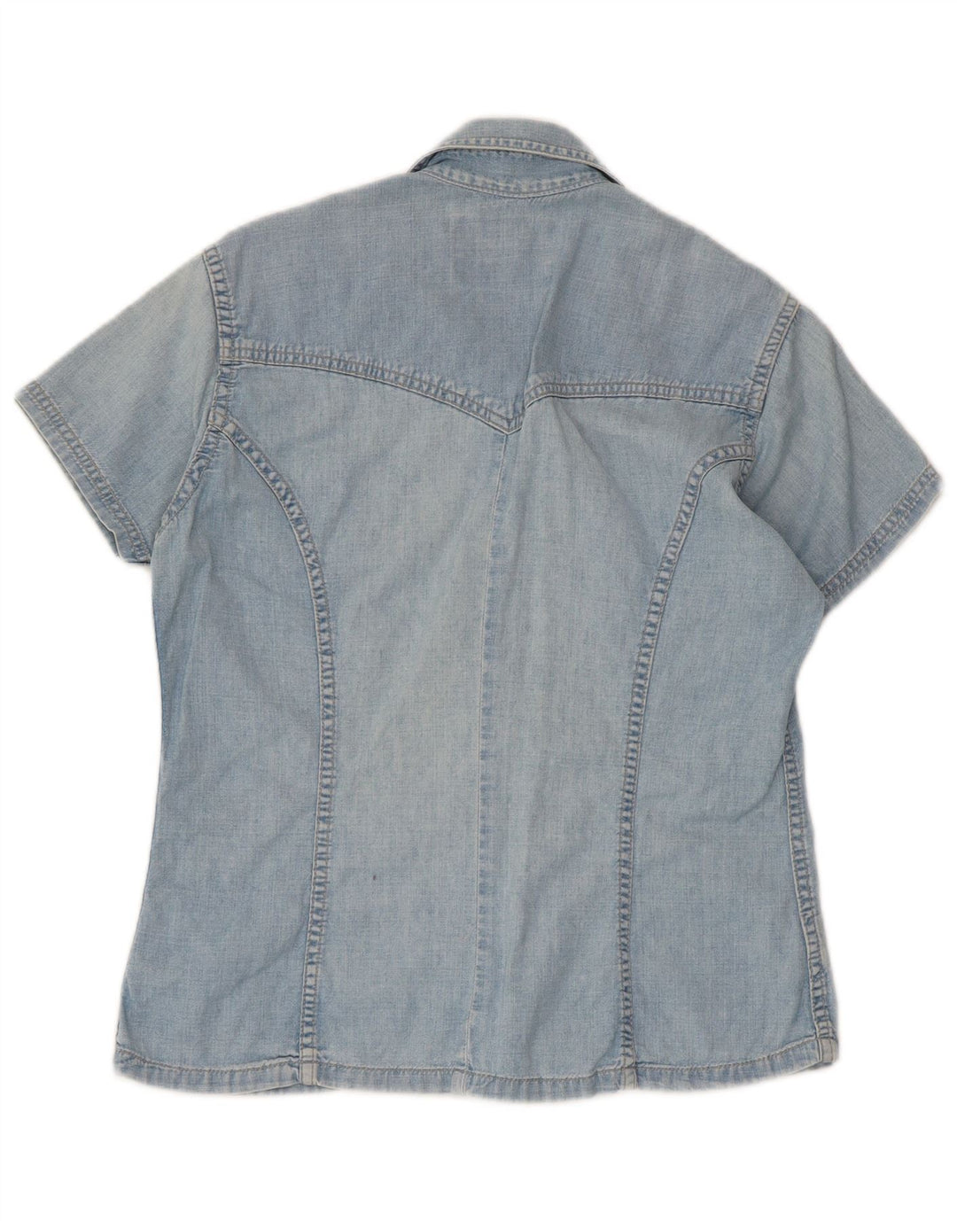 Camicia in denim a maniche corte da donna WRANGLER UK 10 piccolo cotone blu