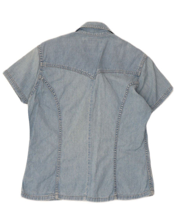 Camicia in denim a maniche corte da donna WRANGLER UK 10 piccolo cotone blu
