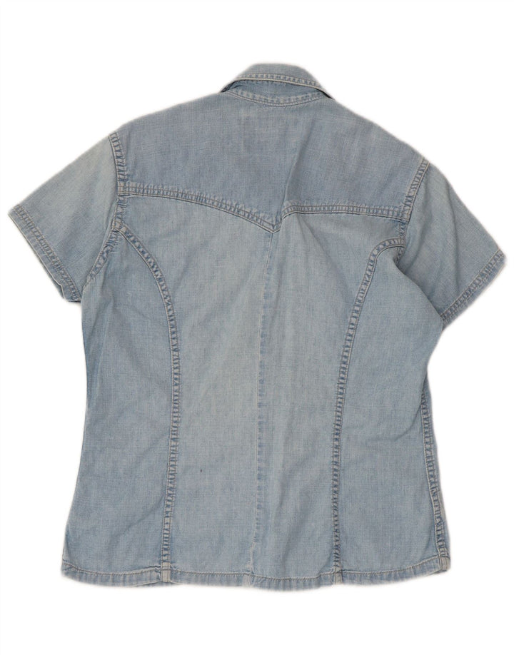 Camicia in denim a maniche corte da donna WRANGLER UK 10 piccolo cotone blu