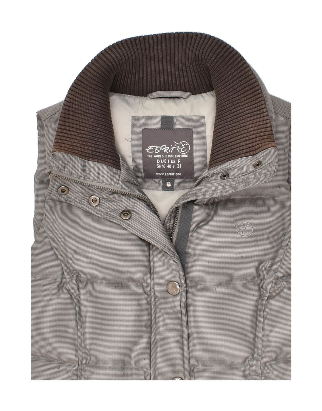 ESPRIT Womens Padded Gilet UK 10 Small Grey Polyester | Vintage Esprit | Thrift | Second-Hand Esprit | Used Clothing | Messina Hembry 