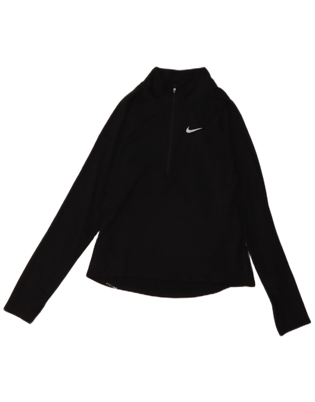 Top della tuta da ginnastica Nike Dri Fit con collo e zip da donna, UK 10, piccola, nera