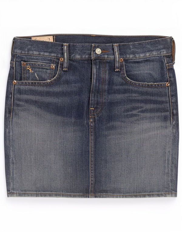Mini gonna di jeans da donna Polo Ralph Lauren US 4 Small W28 cotone blu
