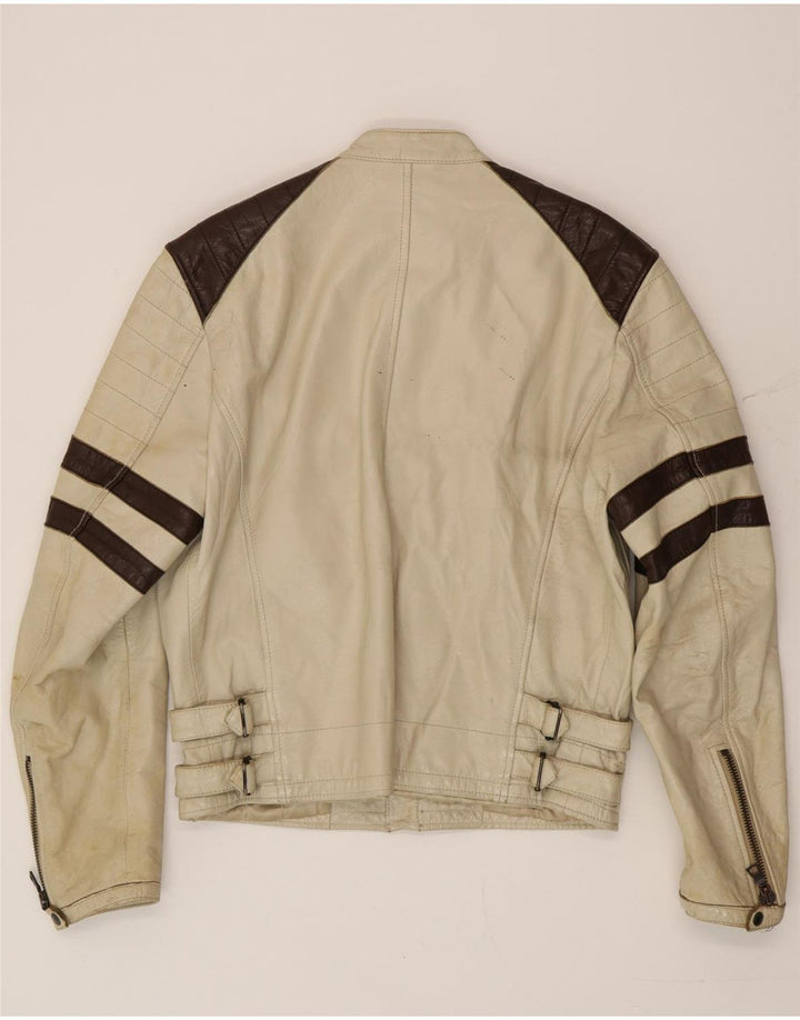 Giacca da pilota in pelle da uomo Gas UK 40 Large Beige Colourblock