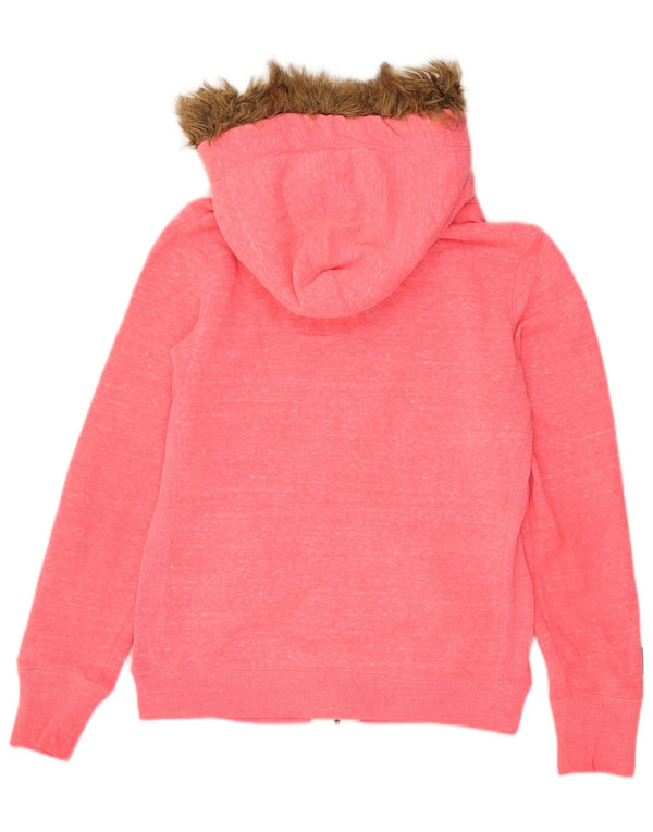 Felpa con cappuccio e zip grafica da donna Superdry UK 14 rosa medio chiazzato