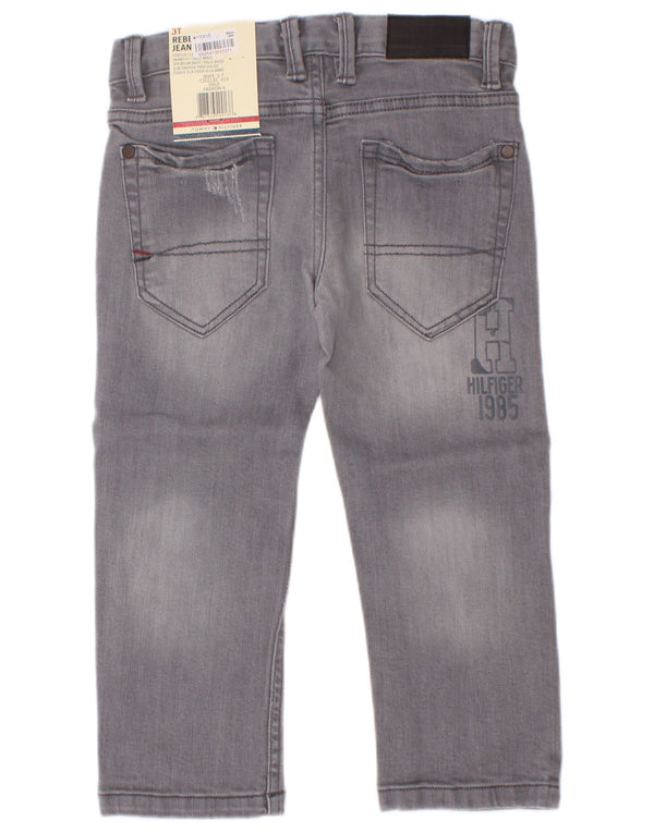 Tommy Hilfiger Ragazzi Jeans dritti invecchiati 2-3 anni W22 L15 Cotone grigio