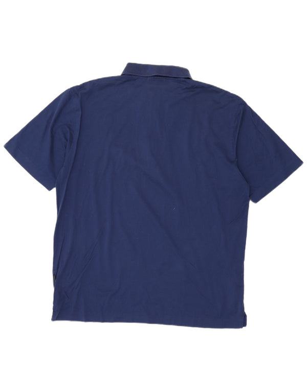 Polo da uomo con zip e collo Hugo Boss XL in cotone blu navy