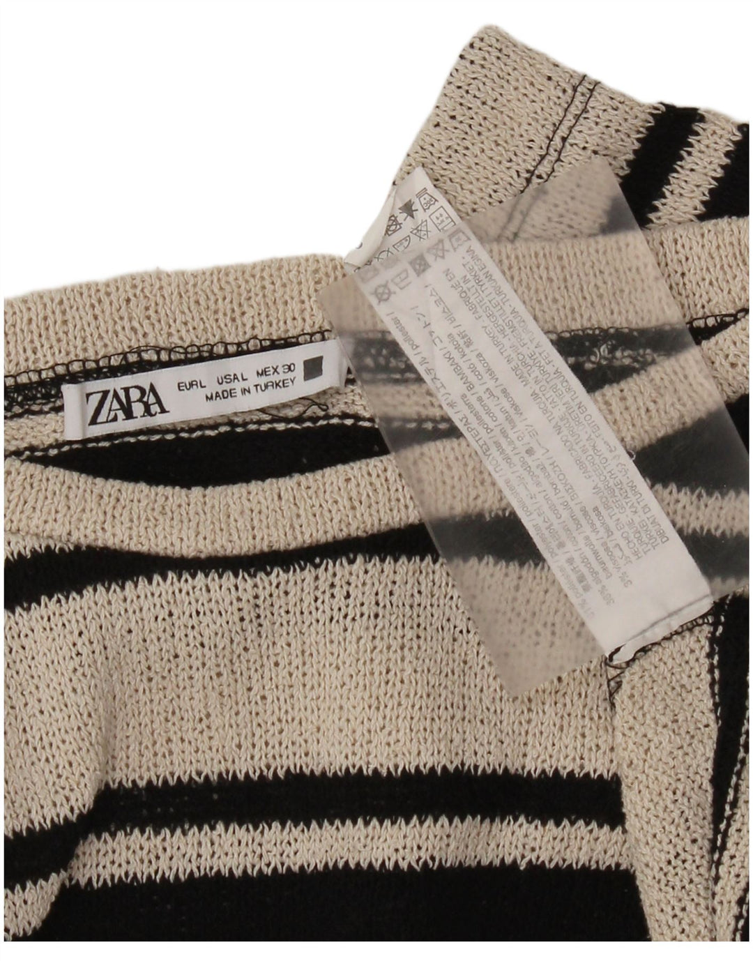 Maglione oversize con scollo a barca da donna Zara UK 16 a righe grandi nere