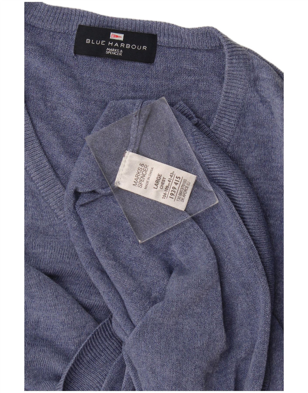 Maglione da uomo Marks & Spencer Blue Harbour con scollo a V grande acrilico blu