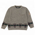 Maglione girocollo da uomo vintage in lana Fair Isle grigia grande