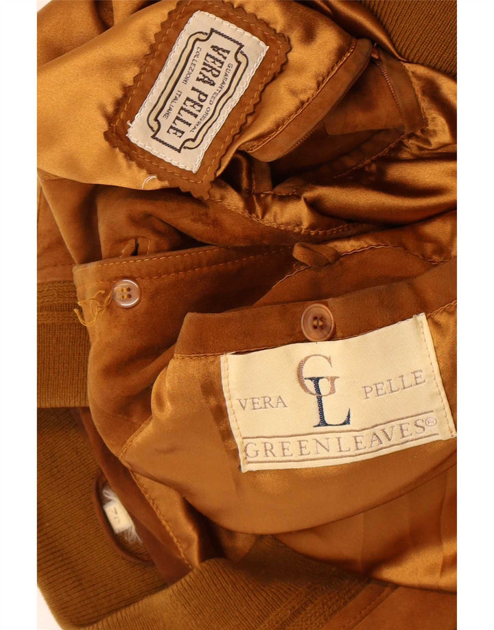 Giubbotto bomber in pelle scamosciata da uomo Green Leaves IT 52 XL in pelle beige
