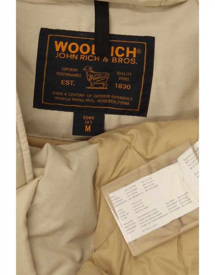 Cappotto imbottito con cappuccio da donna Woolrich UK 14 Cotone beige medio