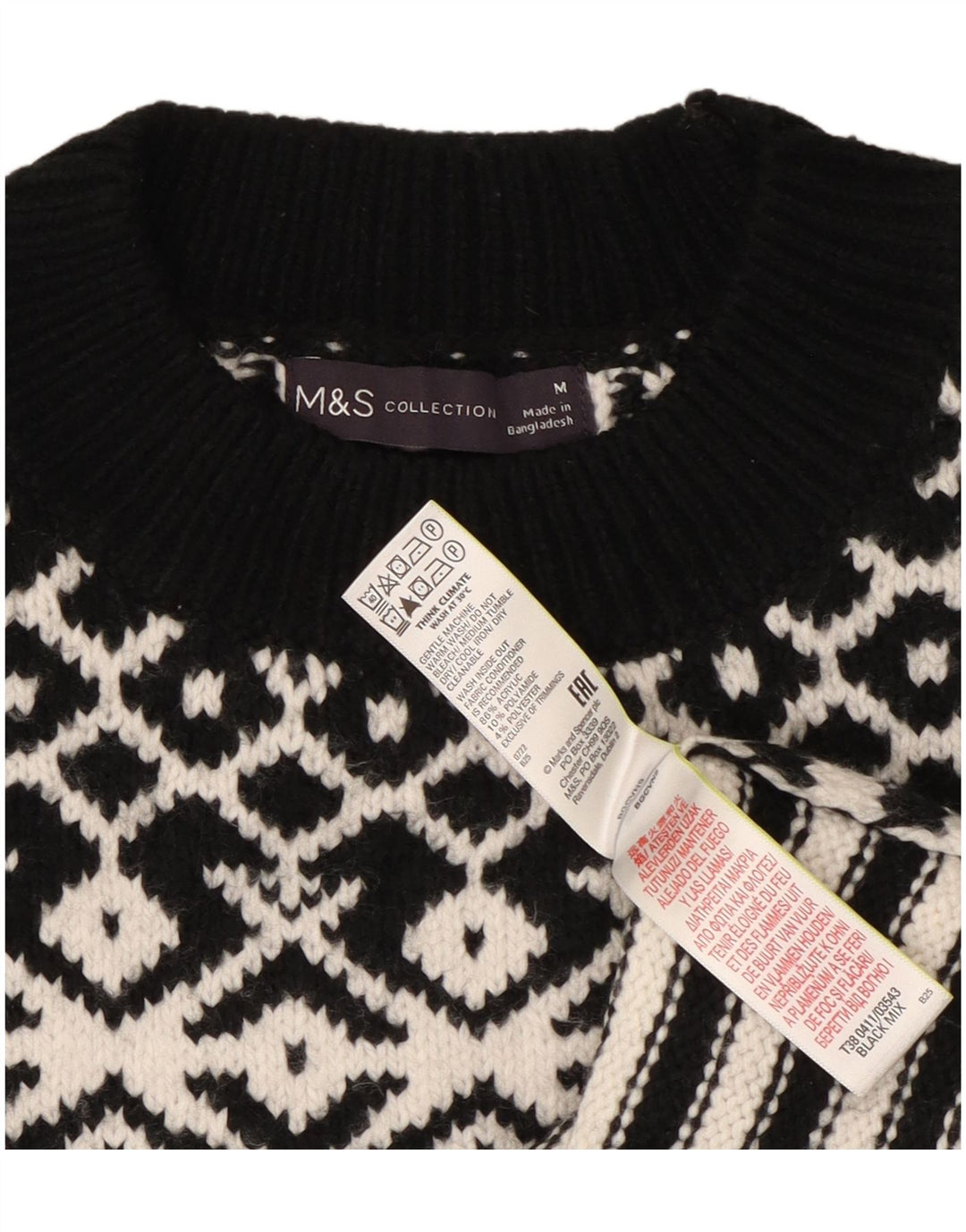 Maglione maglione girocollo da donna Marks & Spencer UK 14 medio nero