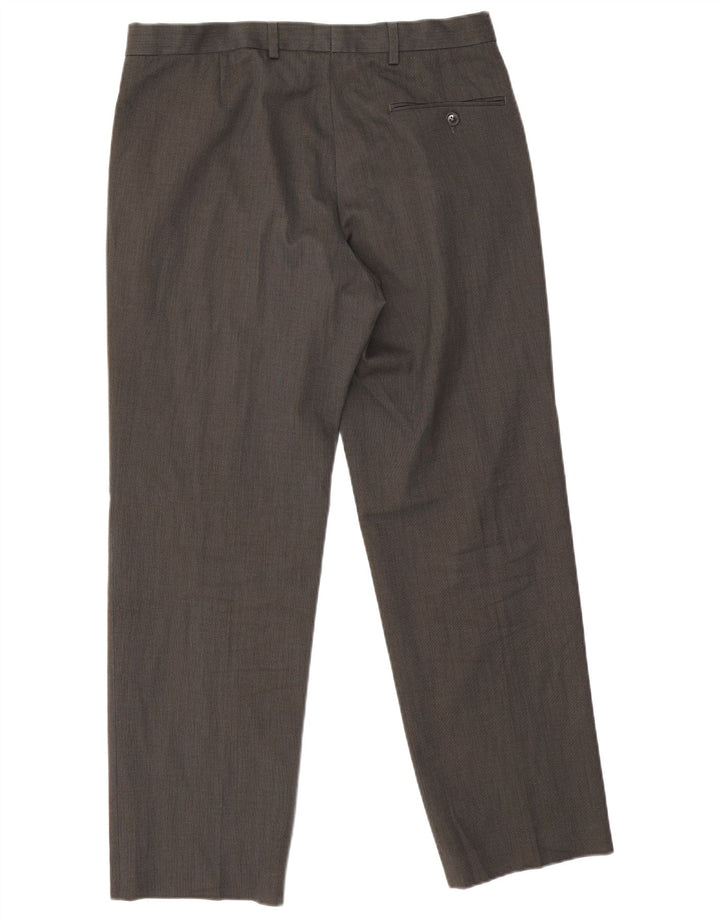 Pantaloni da abito regolari dritti da uomo Marks & Spencer W34 L29 poliestere grigio