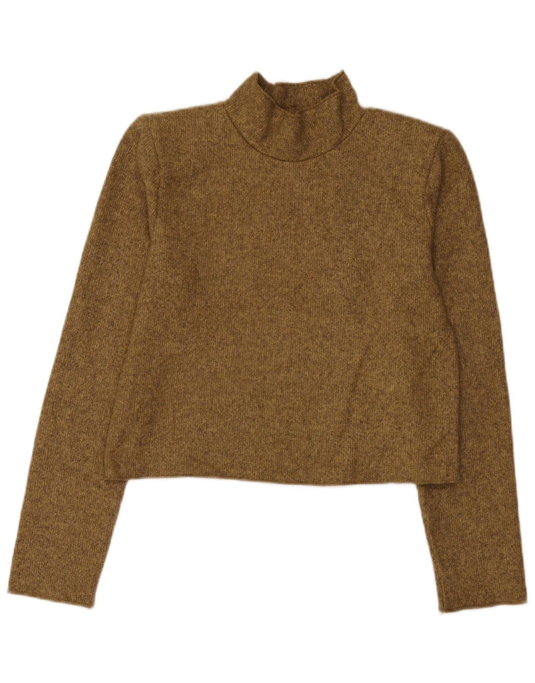 Top corto da donna Zara a maniche lunghe UK 10 piccolo poliestere chiazzato verde