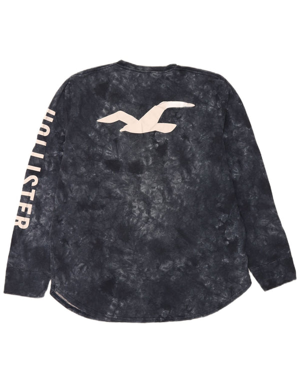 Top Hollister da uomo con grafica a maniche lunghe XL in cotone tie-dye nero