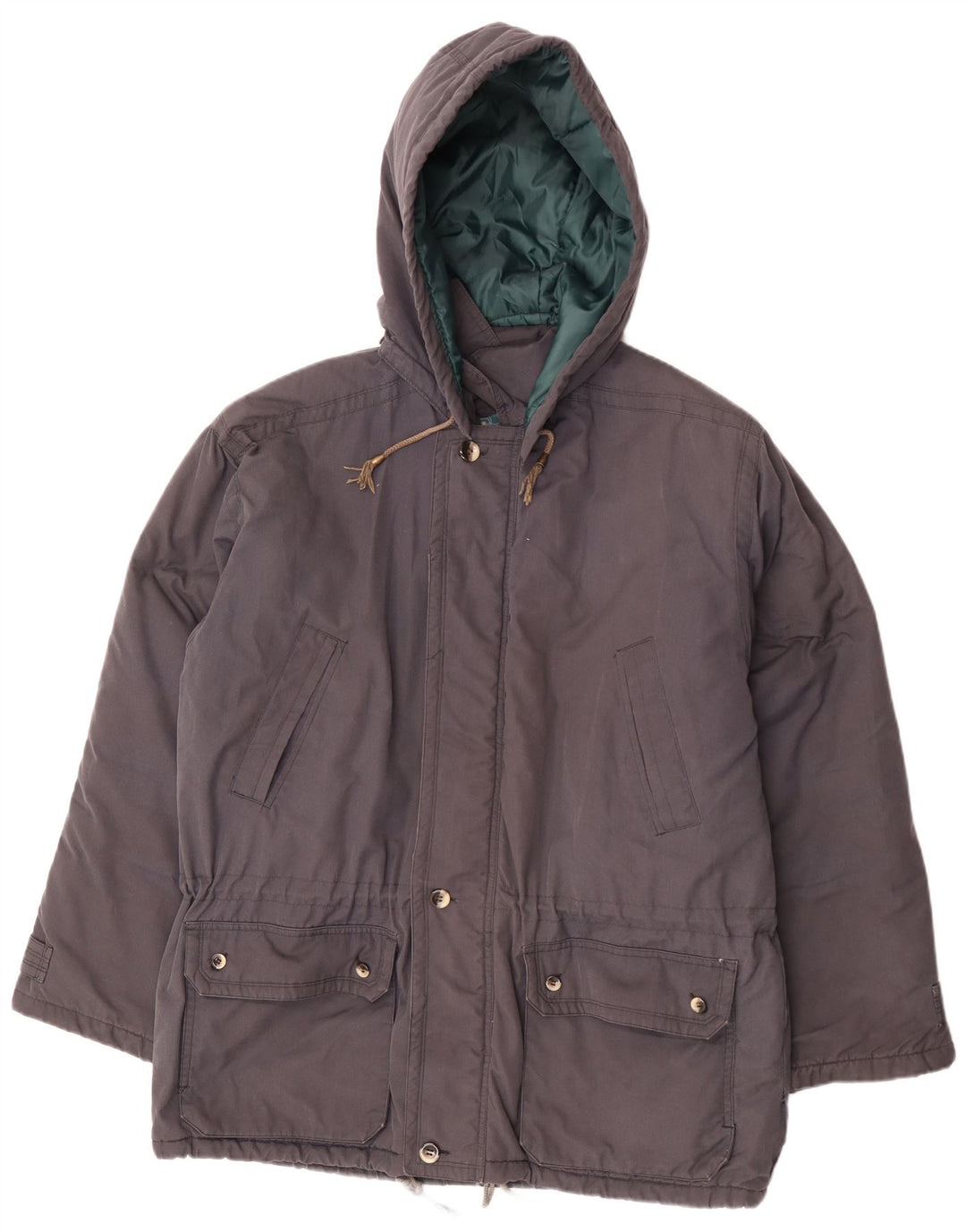 Cappotto imbottito con cappuccio da uomo Leader UK 42 XL poliestere grigio