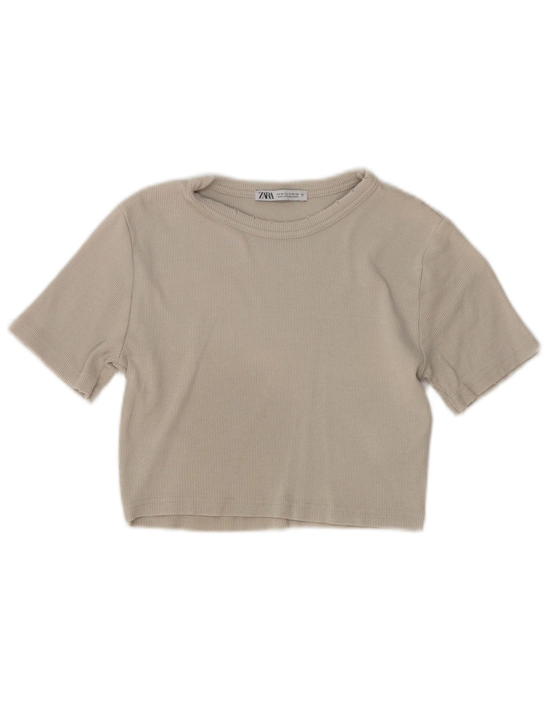 T-shirt corta da donna Zara invecchiata, cotone grigio medio, UK 12
