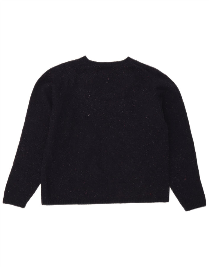 Maglione maglione con scollo a barca da donna L.L.Bean UK 12 Lana medio blu navy