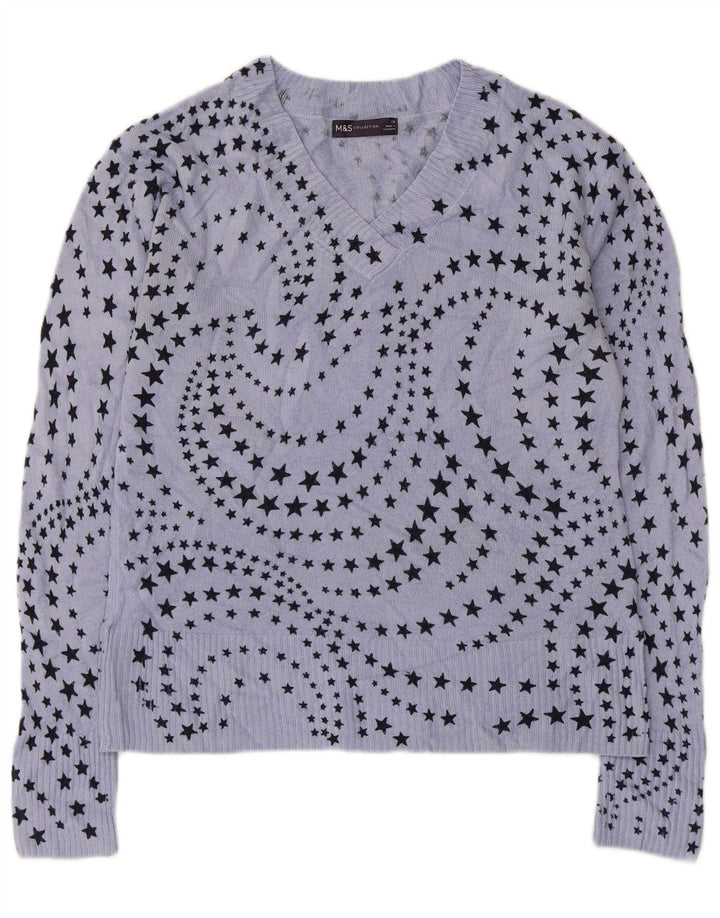Maglione da donna con scollo a V e motivo astratto Marks & Spencer UK 10 Small B