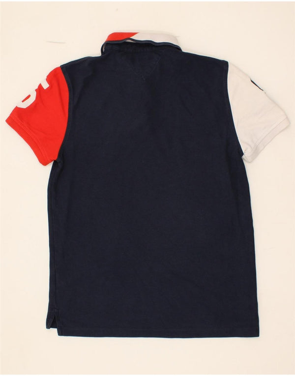 TOMMY HILFIGER Polo grafica da uomo piccola in cotone color block blu navy