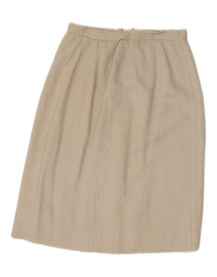 VINTAGE Womens 5 Button 2 Piece Skirt Set UK 10 Small W24 Beige