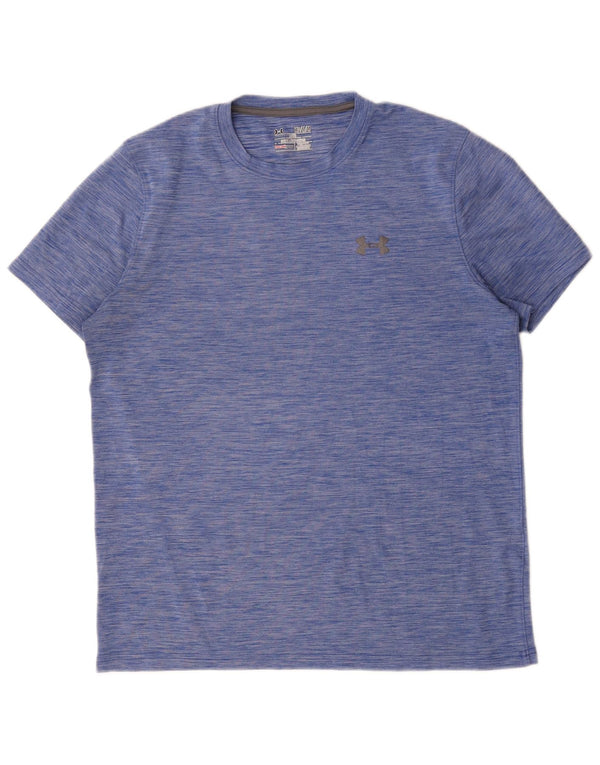 Under Armour Mens Heat Gear T-Shirt Top Medium Blue Flecked Polyester