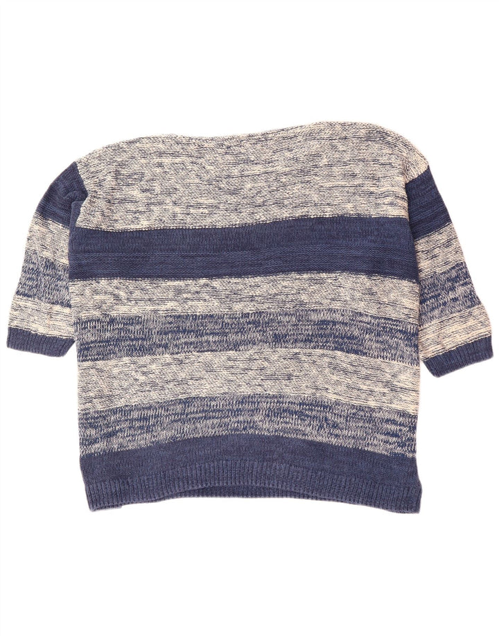 CHAPS Maglione da donna con scollo a barca con maniche a 3/4 UK 22 3XL a righe grigie