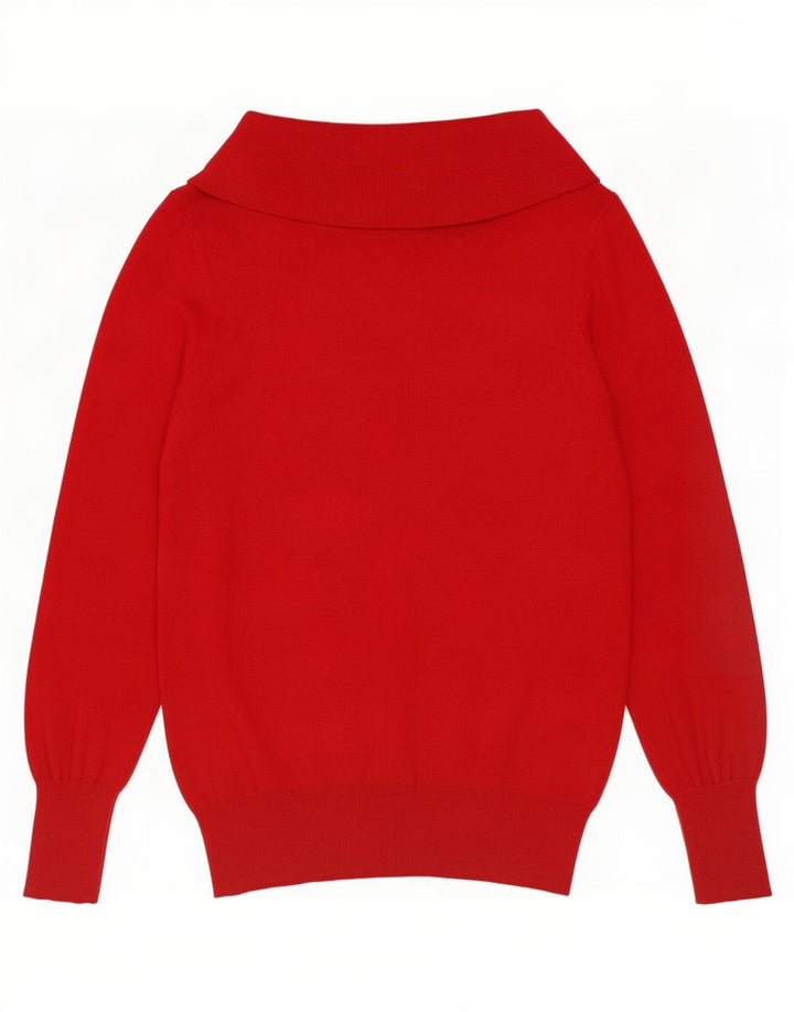Maglione maglione a collo alto da donna Marks & Spencer UK 14 Viscosa rossa media